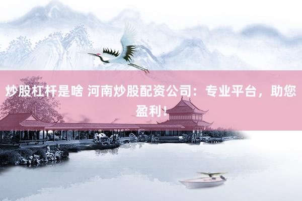 炒股杠杆是啥 河南炒股配资公司：专业平台，助您盈利！