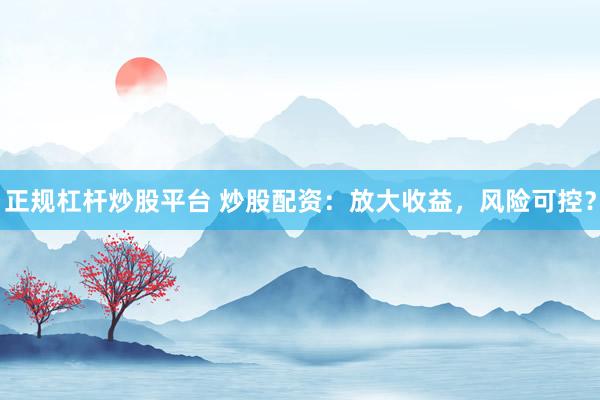 正规杠杆炒股平台 炒股配资：放大收益，风险可控？