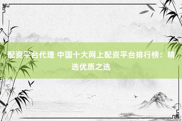 配资平台代理 中国十大网上配资平台排行榜：精选优质之选