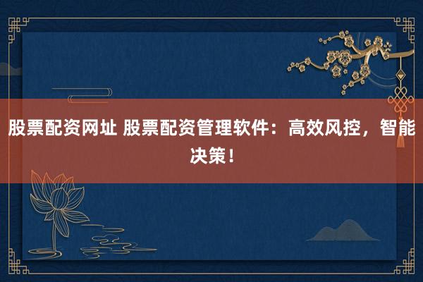 股票配资网址 股票配资管理软件：高效风控，智能决策！