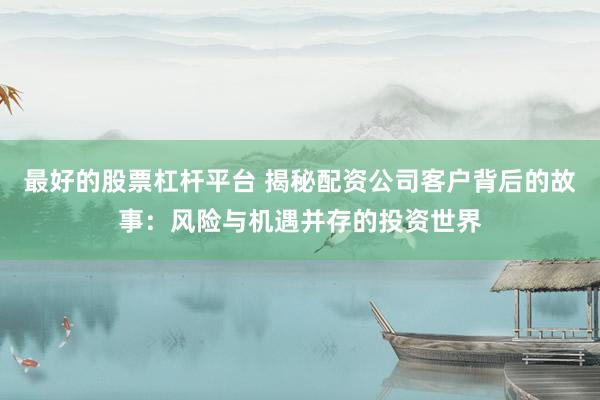 最好的股票杠杆平台 揭秘配资公司客户背后的故事：风险与机遇并存的投资世界