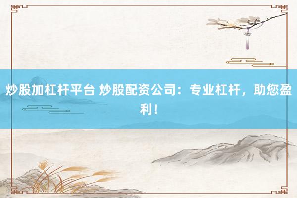 炒股加杠杆平台 炒股配资公司：专业杠杆，助您盈利！