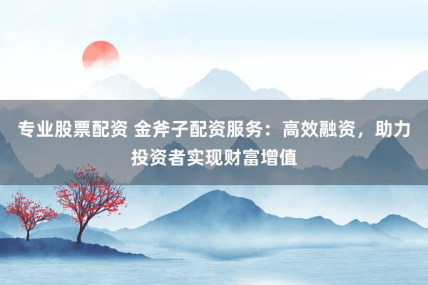 专业股票配资 金斧子配资服务：高效融资，助力投资者实现财富增值
