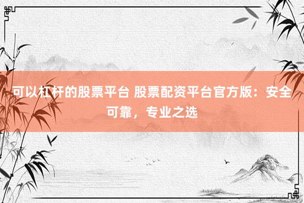 可以杠杆的股票平台 股票配资平台官方版：安全可靠，专业之选