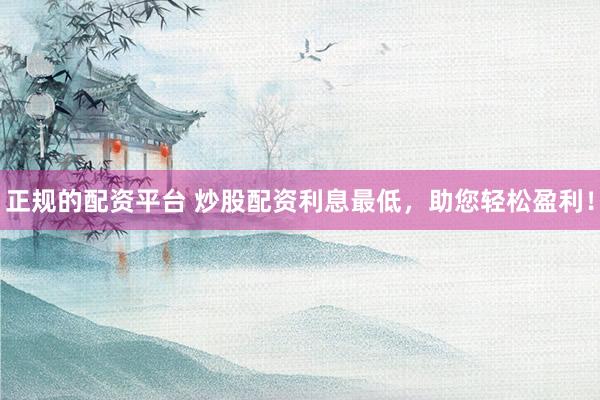 正规的配资平台 炒股配资利息最低，助您轻松盈利！