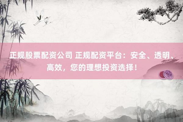正规股票配资公司 正规配资平台：安全、透明、高效，您的理想投资选择！