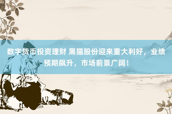 数字货币投资理财 黑猫股份迎来重大利好，业绩预期飙升，市场前景广阔！