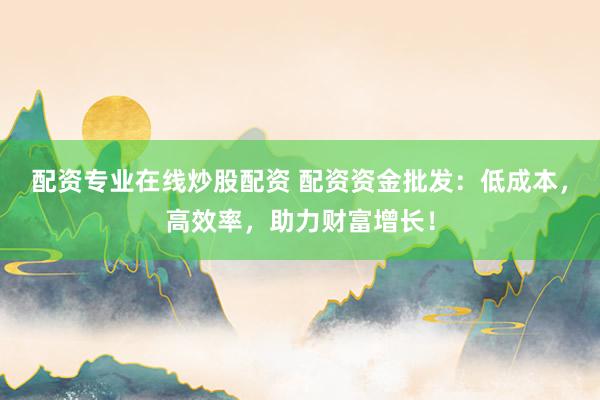 配资专业在线炒股配资 配资资金批发:低成本,高效率,助力财富增长!