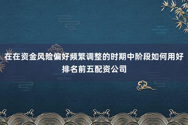在在资金风险偏好频繁调整的时期中阶段如何用好排名前五配资公司
