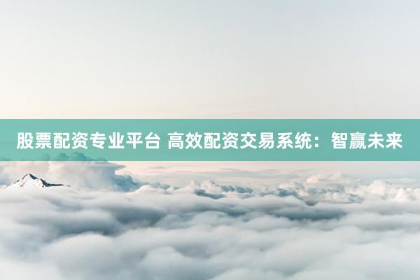 股票配资专业平台 高效配资交易系统：智赢未来