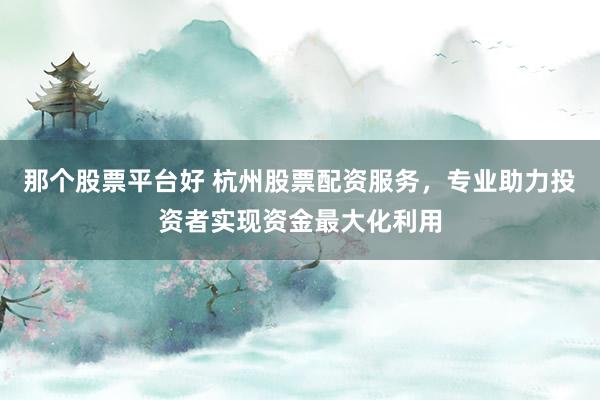 那个股票平台好 杭州股票配资服务，专业助力投资者实现资金最大化利用