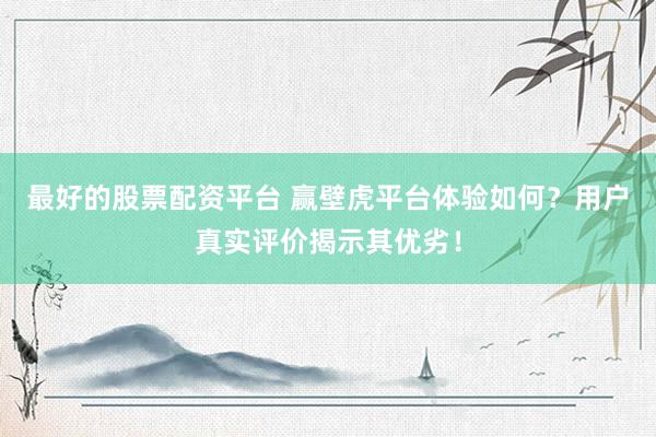 最好的股票配资平台 赢壁虎平台体验如何?用户真实评价揭示其优劣!