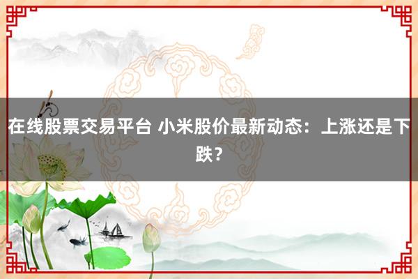 在线股票交易平台 小米股价最新动态：上涨还是下跌？