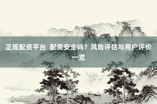 正规配资平台  配资安全吗？风险评估与用户评价一览